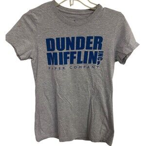 The Office T Shirt Mens Small Gray Dundler mifflin Official Licensed Blue Print